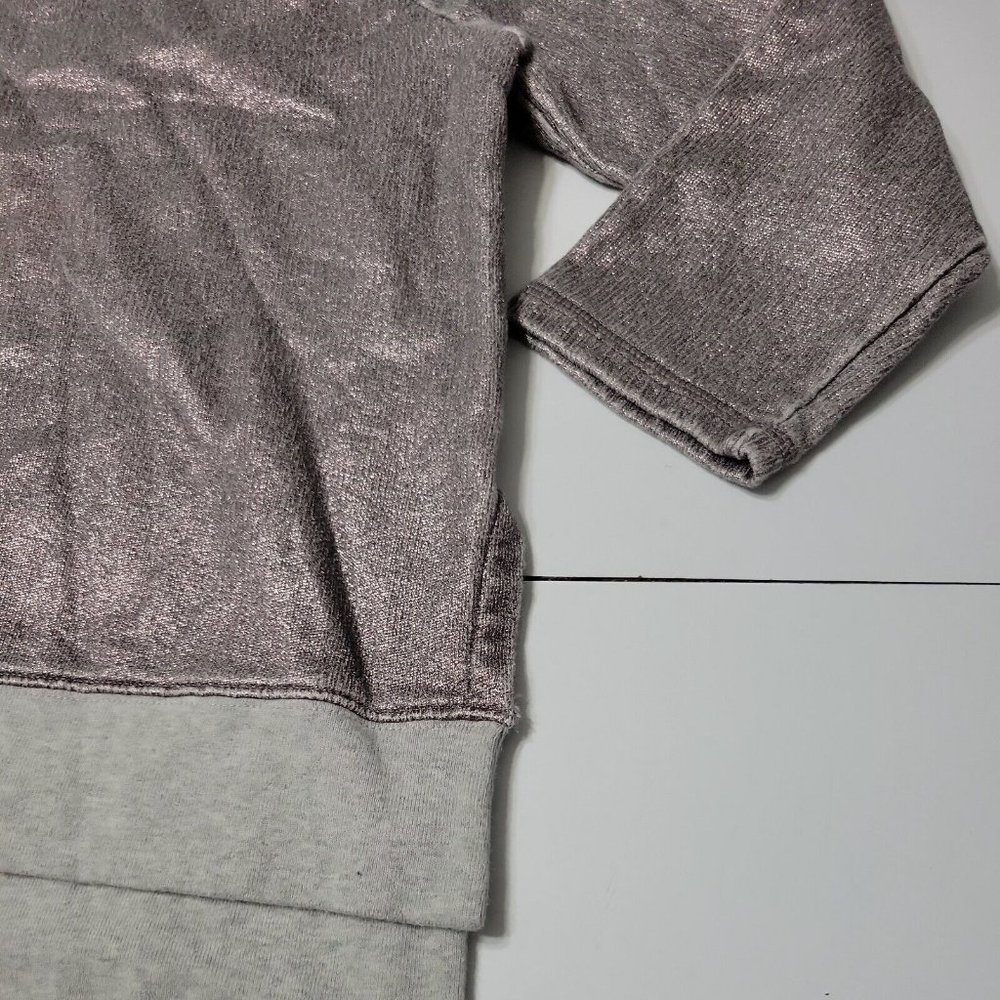 CrewCuts Sweater Girl 12 Grey Crew Neck 100 Cotton Sweatshirt High Low Split Hem - Picture 2 of 12